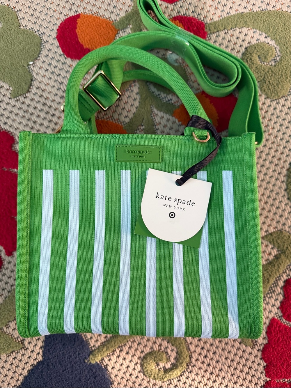 Kate Spade x Target - Green stripe knit crossbody Tote NWT